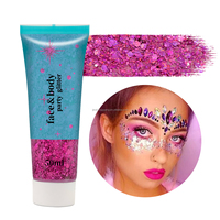 Gel scintillant irisé longue durée pour le corps, maquillage scintillant pour cheveux et visage 50ml, paillettes holographiques épaisses, accessoires de rave pour chanteurs