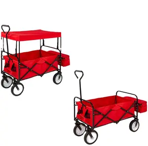 Hoge Kwaliteit Opvouwbare Utility Trolley Wagon Wagon Vouwwagen Met Luifel Voor Kinderen