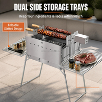 Barbecue rotatif automatique au charbon de bois en acier inoxydable pour le camping, pliable, portable, avec télécommande