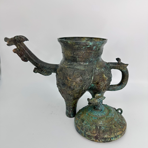 Bronze Dragon Head Wine Vessel với muôi giống như thiết kế chính xác hỗn hợp rượu vang Tính năng phức tạp kim loại thủ công mỹ nghệ thực hiện đúc kỹ thuật - Product Image 2