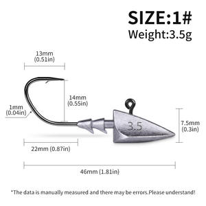 Hameçon plombé Yiwu 3,5g pour la pêche au bar, avec pointe barbelée, idéal pour les rivières d'eau douce - Product Image 6