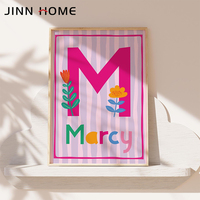 Impression murale personnalisée pour enfants avec nom, cadre en bois MDF, affiche avec initiale personnalisée, décoration murale pour chambre de bébé