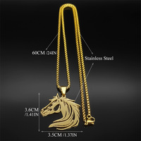 Collier esthétique tête de cheval creuse en acier inoxydable pour femme, couleur or, argent, noir, cadeau pour les amoureux des chevaux, bijoux chaîne (NL675)