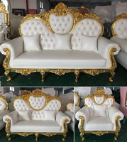 Vente en gros de meubles d'hôtel cadre en or coussin souple fête événement banquet roi trône mariage banquet ensembles de canapés