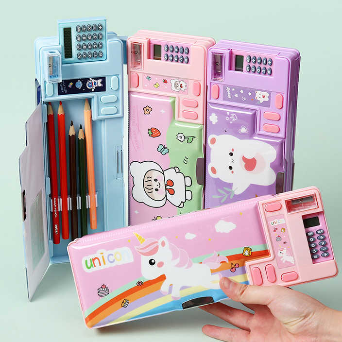 Henoyso 2 Pack Multifunctional Pencil Case - With Built-in Calculator & Sharpener For Girls & Boys - View #2