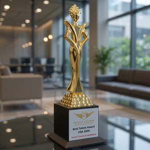 Trophée en métal modèle 788 plaqué or, argent et bronze avec base pyramidale pour les sports et les jeux - Product Image 1