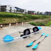 Kayak transparent en fibre de verre Meierya pour deux personnes, modèle M-077, usage commercial extérieur, capacité 100-500 kg, moins de 5 places.