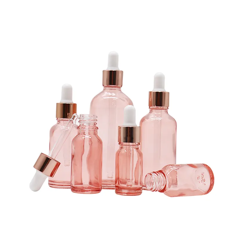 5ml 10ml 15ml 20ml runde Rosé goldglas-Tropf flasche 30ml 50ml kosmetische Essenz essentielle Tropf flasche