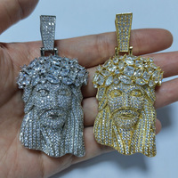 Zircon cubique jésus pendentif Hip Hop collier pour hommes personnalisé chaîne en cuivre glacé Zircon gros bijoux produits chrétiens
