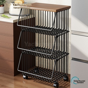 Étagère de rangement en métal rectangulaire, ouverte en dessus, empilable, avec roulettes, pour le rangement et l'organisation des articles - Product Image 4