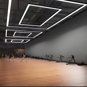 Modernes rechteckiges hängendes Eisenlicht dekoratives langes Rohr-Hängeleuchte-LED-Linkabel-Linearlicht für Büro Shop Gym - Product Image 3