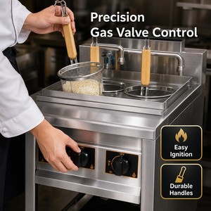 Cuiseur à nouilles au gaz commercial sur pied, 4 paniers, chaudière à nouilles GPL pour ramen, udon, pâtes, cuisine de restaurant - Product Image 4