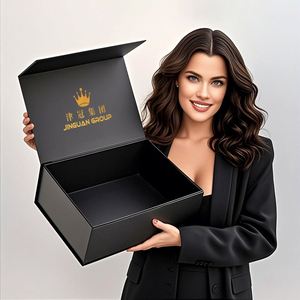 Custom Logo Recycled Black Cardboard <strong>Paper</strong> <strong>Box</strong> for Mailing Apparel Packaging Large Size Embossing for Small Business Shipping - Product Image 1