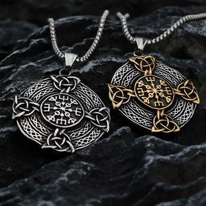 yunnique Vintage Stainless Steel Men's Pendant Necklace With Viking <b>Cross</b> Celtic Knot Design Gift Jewelry For Clothing Matching - Product Image 1