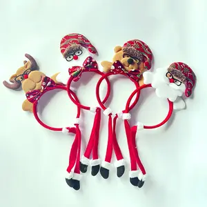 新款圣诞老人雪人鹿头扣成人儿童派对装扮头饰批发圣诞饰品