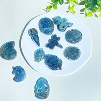 Grosir kualitas tinggi kristal Labradorite ukiran biru Flash Figurine ornamen ukiran dekorasi rumah