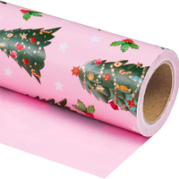 Rouleau de papier d'emballage imperméable 43 cm x 10 m, ensemble de rouleaux de papier d'emballage de Noël, impression à l'encre non toxique pour l'emballage de cadeaux pour enfants