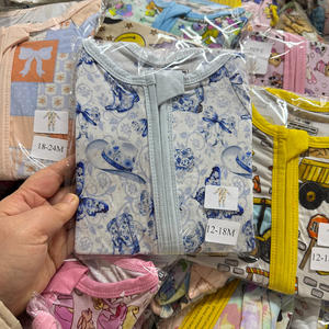 Bambus-Babykleidung Charakter-Marken-Schlafanzüge Schlafanzug mit Reißverschluss Baby-Bauernhof-Tier-Strampler - Product Image 3