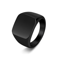 ShuoyeW 17mm bague en acier inoxydable argent noir or carré visage lisse Style de base gravé bague en acier inoxydable bague 543
