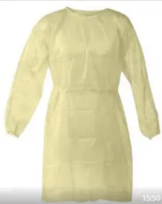 Robe d'isolation médicale, taille élastique, bande de poignet, non-tissé, robe d'isolation pe, fabricant