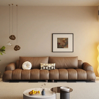Canapé trois places moderne et élégant Mobilier luxueux en cuir véritable pour salon Ensemble convertible de style design minimaliste Éponge