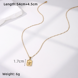 No deslustre Santis 18K chapado en oro de acero inoxidable Zirconia Ángel cuadrado colgante collar celestial divino Ángel collar - Product Image 2