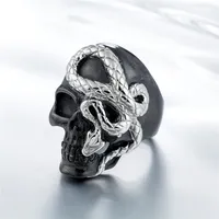Anel de caveira de aço inoxidável, anel de cobra do caveira, 2021, cores personalizadas aceitas sem pedra