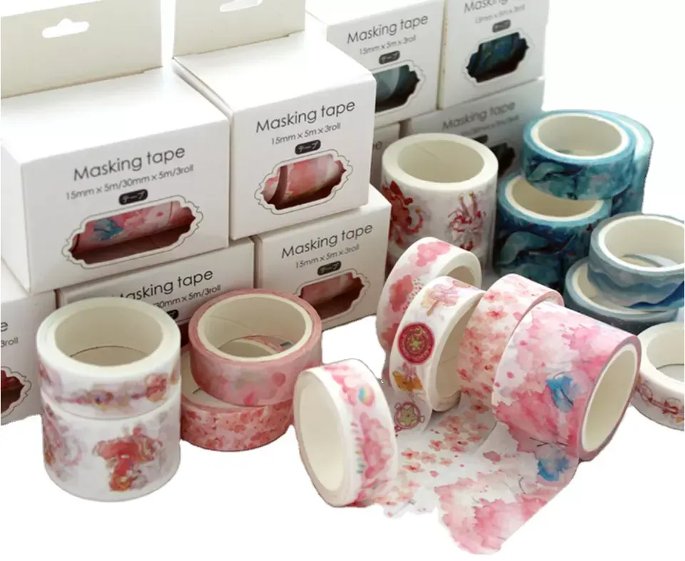 DIY индивидуальная печать цветная клейкая бумага Маскировочные васи ленты японская васи лента Мумбаи Индонезия Васи бумажная лента