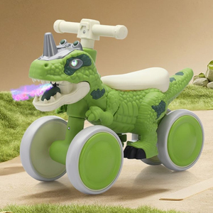Tricycle dinosaure Istaride pour enfants, vert, plastique, 4 roues, vélo d'équilibre électrique, 2-3 ans, unisexe, jouet d'extérieur - Product Image 1
