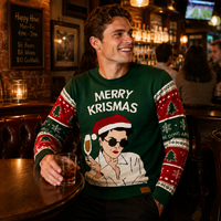 Pull de Noël moche en jacquard à col rond, respirant, avec logo frontal, idéal pour les fêtes d'hiver, vente en gros, OEM