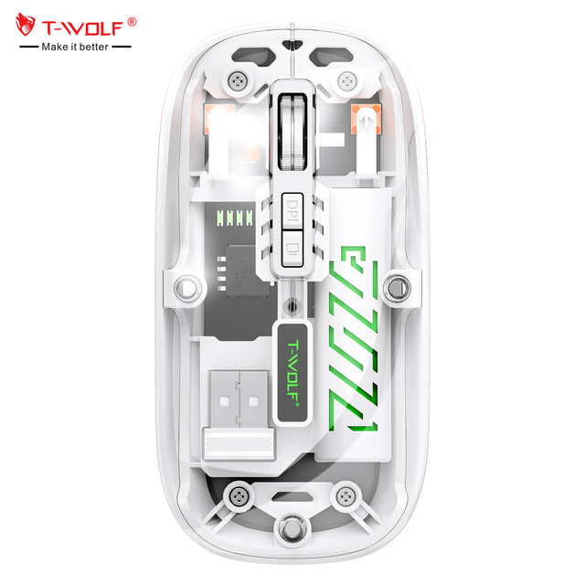 OEM Mouse Factory Transparent Wireless Mouse Dual Mode 2.4g+BT Lightweight Portable Mouse with Battery Indicator Charging Mice