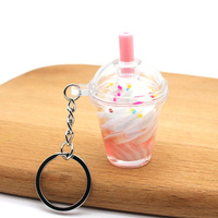 Porte-clés de café crème glacée mignon créatif Boba boissons à bulles porte-clés