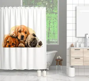 Sıcak satış hayvanlar baskılı su geçirmez banyo perdesi banyo Polyester yüksek kaliteli otel duş perdesi