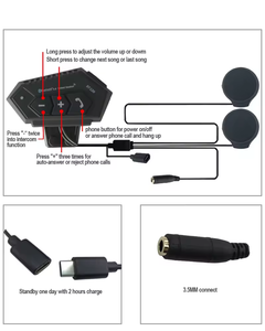 Giá Rẻ Giá 2-cách xe máy Mũ bảo hiểm Bluetooth <span class=keywords><strong>Intercom</strong></span> tai nghe, intercomunicador auriculares casco Bluetooh BT12 - Product Image 3