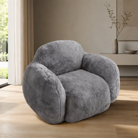 Fauteuil lounge gris en peluche, fauteuil d'appoint arrondi, fauteuil barillet rembourré doux pour salon, chambre, hôtel, coin lecture