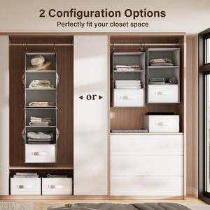Hanging Closet Organizer <b>6</b>-Shelf With 3 <b>Drawers</b> And Side Pockets For Bedroom Clothing Storage - Product Image 4
