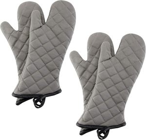 Maniques de four matelassées en tissu éponge avec doublure en coton, extra longues, résistantes à la chaleur, pour la cuisine - Product Image 1
