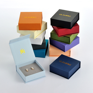 GLAMPKG Custom Gold Logo Luxury Folding Magnetic Storage Paper Foldable Necklace Stud <b>Earring</b> Bracelet Packaging Jewelry <b>Box</b> - Product Image 3