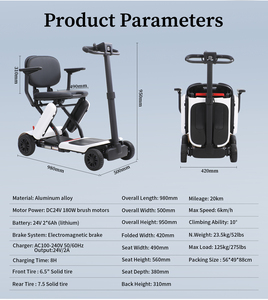 Scooter électrique pliable léger à 4 roues pour <span class=keywords><strong>personnes</strong></span> <span class=keywords><strong>âgées</strong></span> et seniors handicapés, petites motos HEABENS Medical - Product Image 1