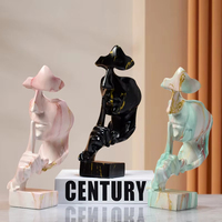 Statue de silence européenne peinture Sculpture colorée Statuettes abstraites résine artisanat nordique maison bureau lumière décoration de luxe