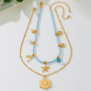 Collar Bohemio de Concha Marina con Circonita, Inspirado en la Costa, Chapado en Oro de 18K, Resistente al Agua - Product Image 3