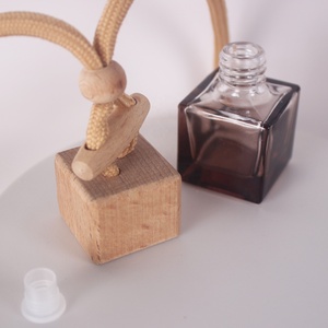 8ML Square Wooden Cover <strong>Car</strong> Perfume Empty Glass Bottle Hanging Style Liquid Container in <strong>Car</strong> Mirror Coffee Bottle <strong>Diffuser</strong> Glass - Product Image 3