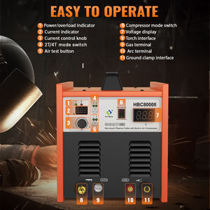 Coupeur <span class=keywords><strong>plasma</strong></span> HBC8000II HITBOX avec compresseur d'air intégré, arc pilote non tactile <span class=keywords><strong>50</strong></span> ampères 220V onduleur numérique IGBT - Product Image 3