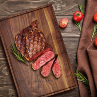 Planche à découper en bois d'acacia épais et robuste pour cuisine professionnelle et restaurant, bloc de boucher pour couper la viande
