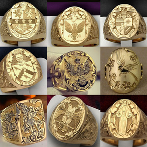 C & J Bijoux transfrontaliers variété de bagues commémoratives dorées de style européen et américain mythes et légendes grecs anciens - Product Image 2