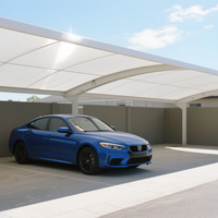 Abri de voiture multi-aisles en membrane, conception personnalisée, grande auvent de stationnement extérieur pour projets de parkings commerciaux