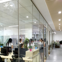 Système de mur démontable en verre transparent à pleine vue trempé de style design moderne cloison de bureau préfabriquée