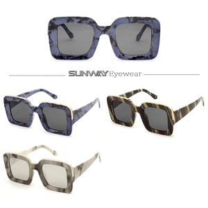 Wholesale Urban Chic Style Large Blue Marble Square Thick Frame Sunglasses UV400 Customized Shades Fashion New Design Sunglasses - Product Image 2
