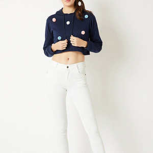 Nouveau design personnalisé de haute qualité femmes hiver haut court sweats à capuche 100% coton à capuche avant Logo prix de gros - Product Image 4