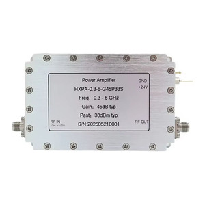 Amplificatore di Potenza RF a Microonde Hyucx HY-0.3-6G4P3SS 45dB 33dBm 2W Personalizzabile 0.3-6GHz con Filtri di Guadagno Disponibili - Product Image 1